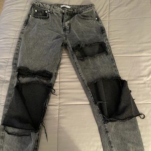 Adika grey and black denim ripped jeans Medium